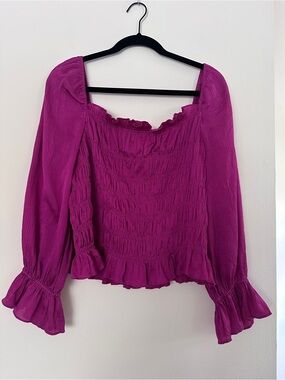 Women’s Smocked Peasant Top - Fuschia